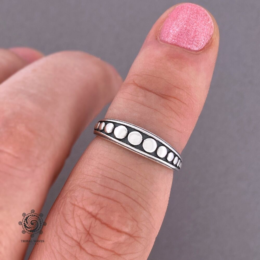 Sterling Silver 925 Granulated Beaded Oxidized Midi Ring, USA Seller
